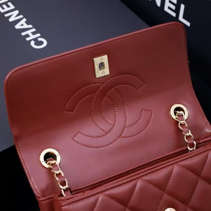Ch**el flap bag with top handle 17x25x12cm