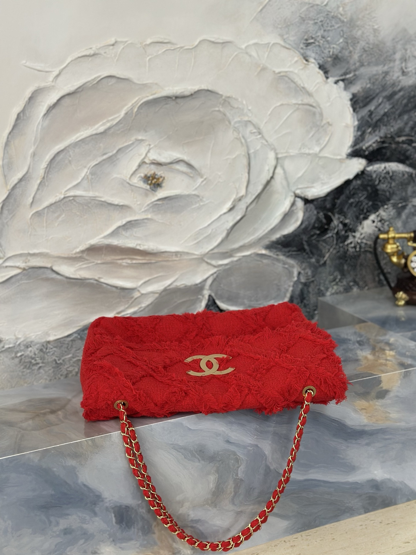 Ch**el Tweed Nature Flap Bag AS3348 38x21x11cm