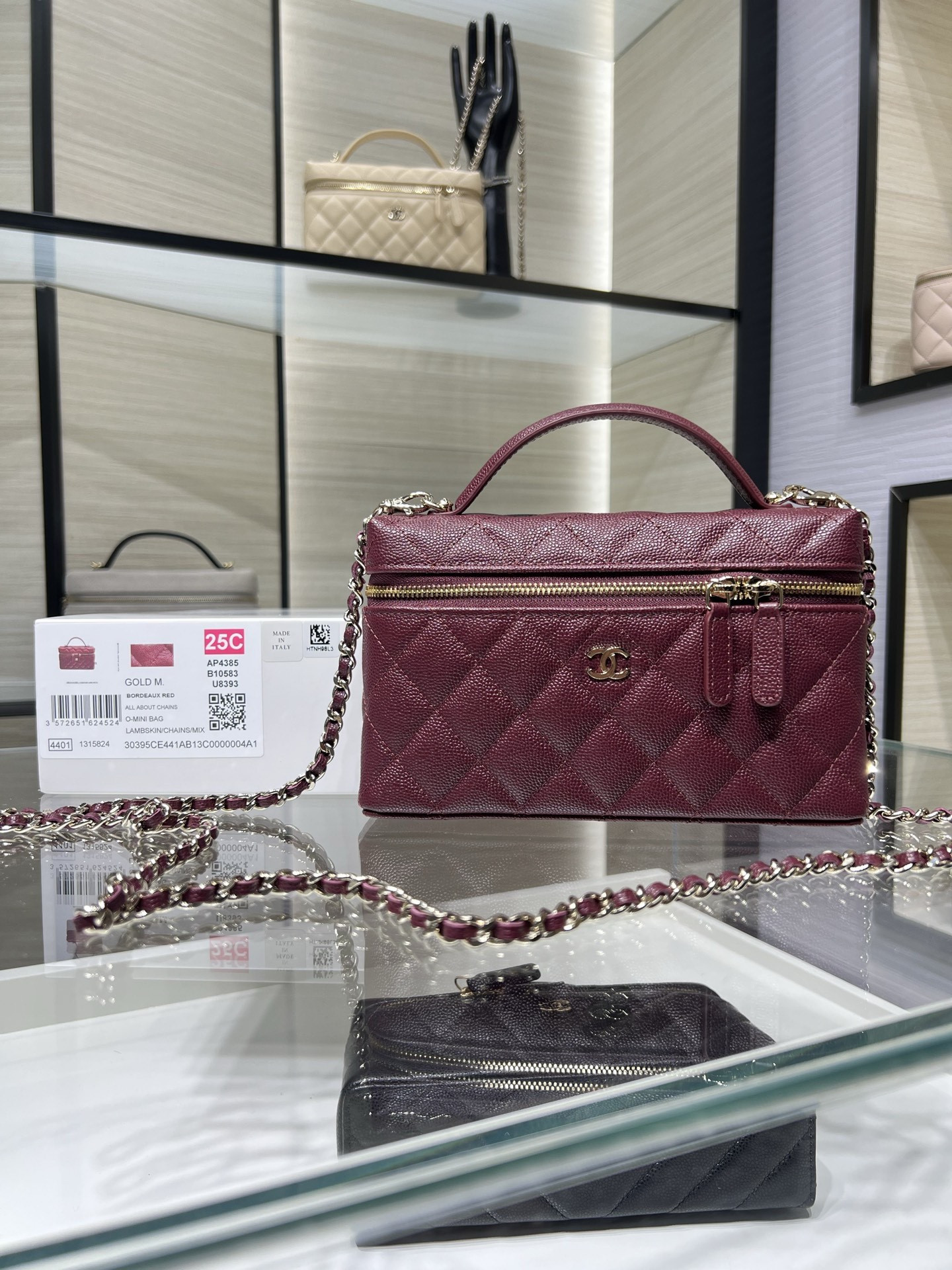 Ch**el classic vanity with chain handbag ap4385 17x19.5x5cm