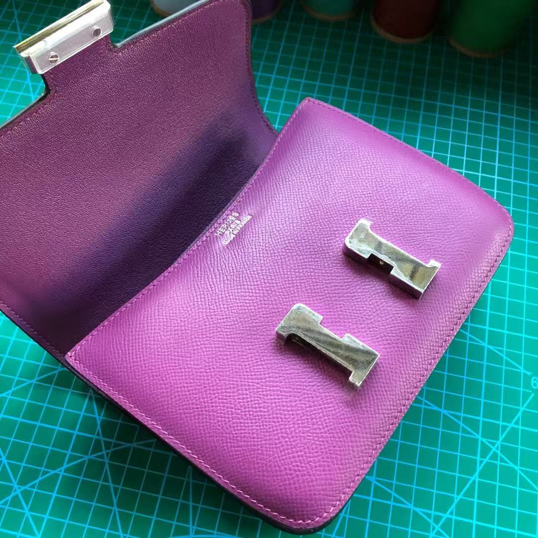 H**me5 Constance 19 Epsom Silver Hardware 7.25" x 6.25" x 2.25"