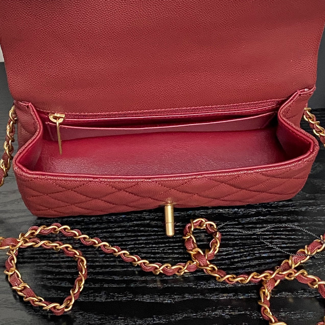 Ch**el FLAP BAG WITH TOP HANDLE 19.5x12x6.5cm