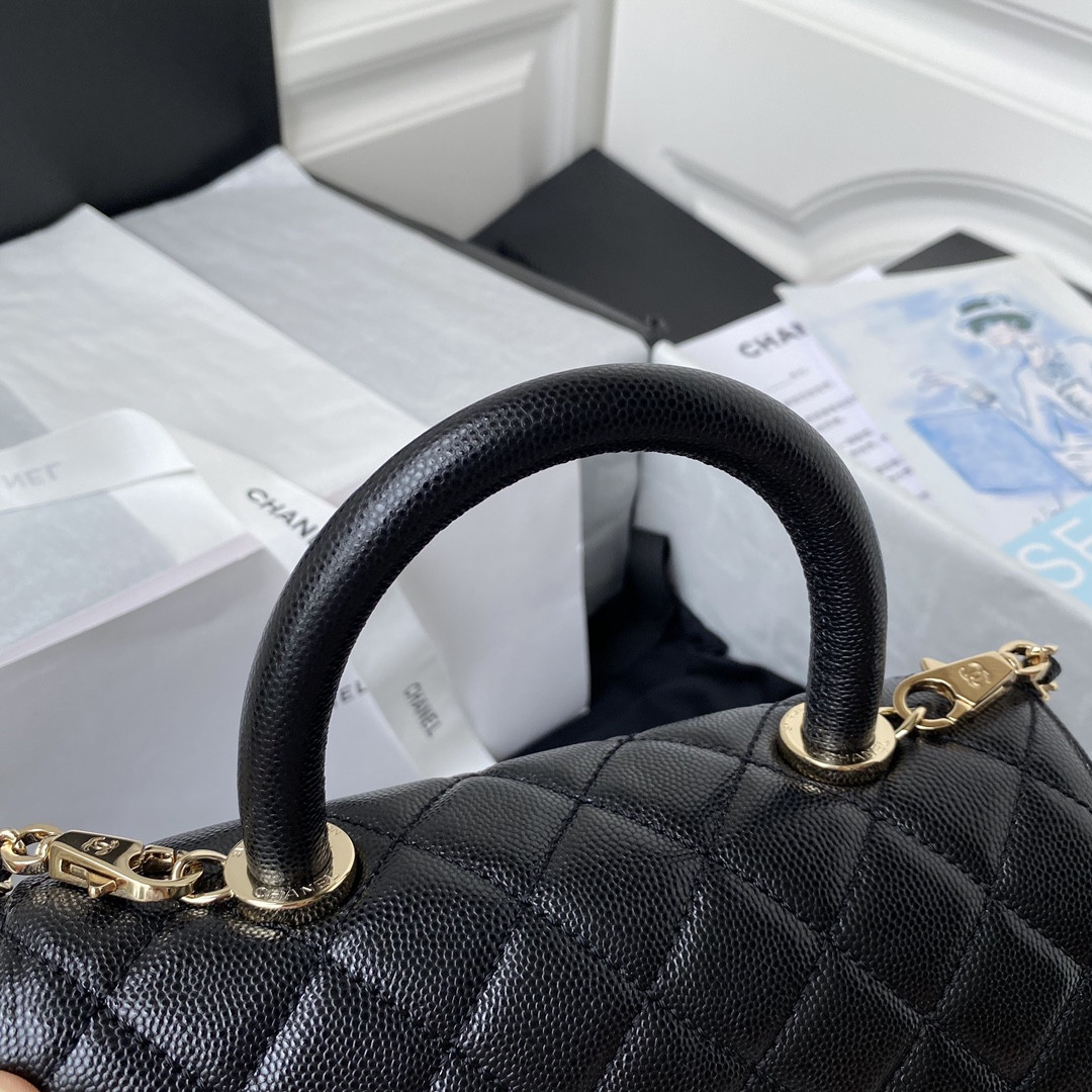 Ch**el COCO Flap Bag with Top Handle A92990 24x14x10cm