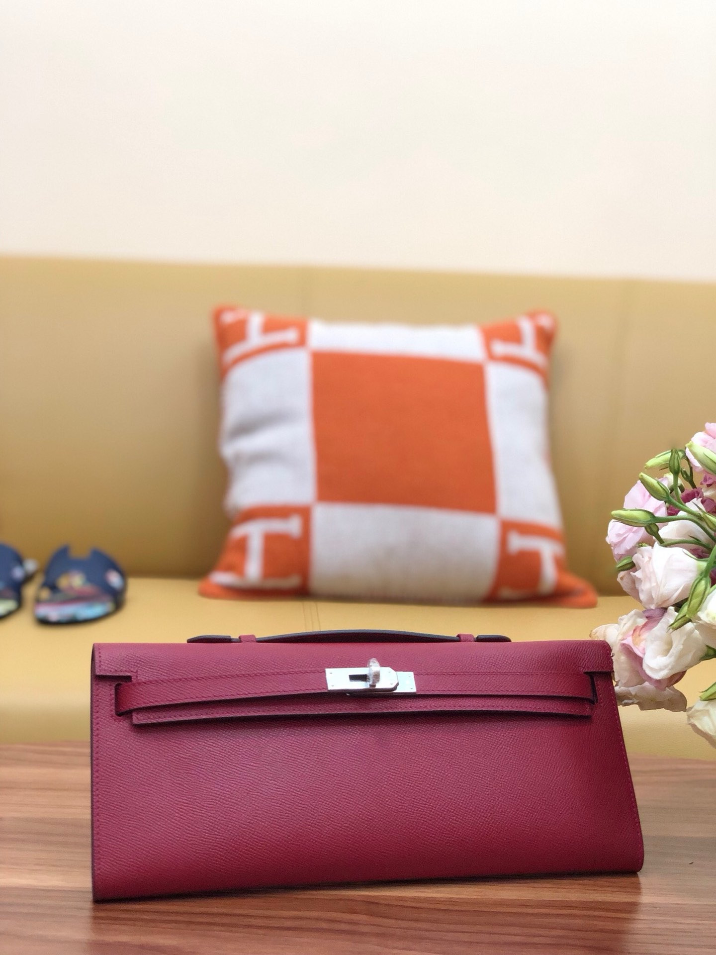 H**me5 Kelly Cut 31cm Epsom Leather Silver