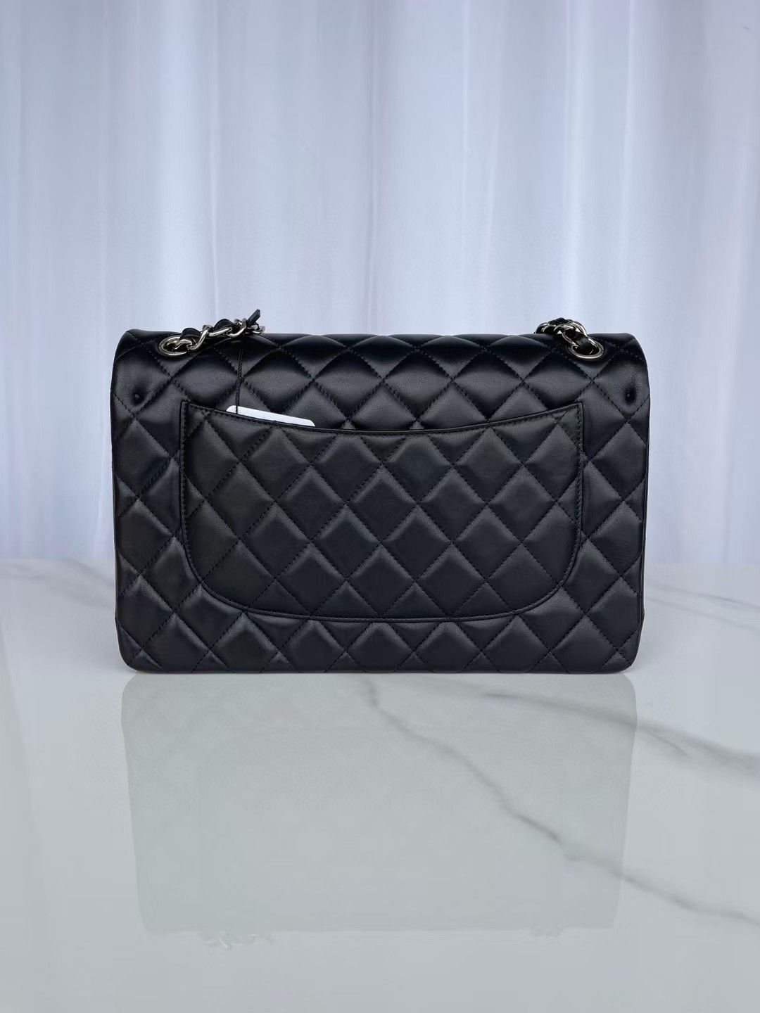 Ch**el Classic Flap Jumbo 30cm CF shiny black 19.5×30×10cm