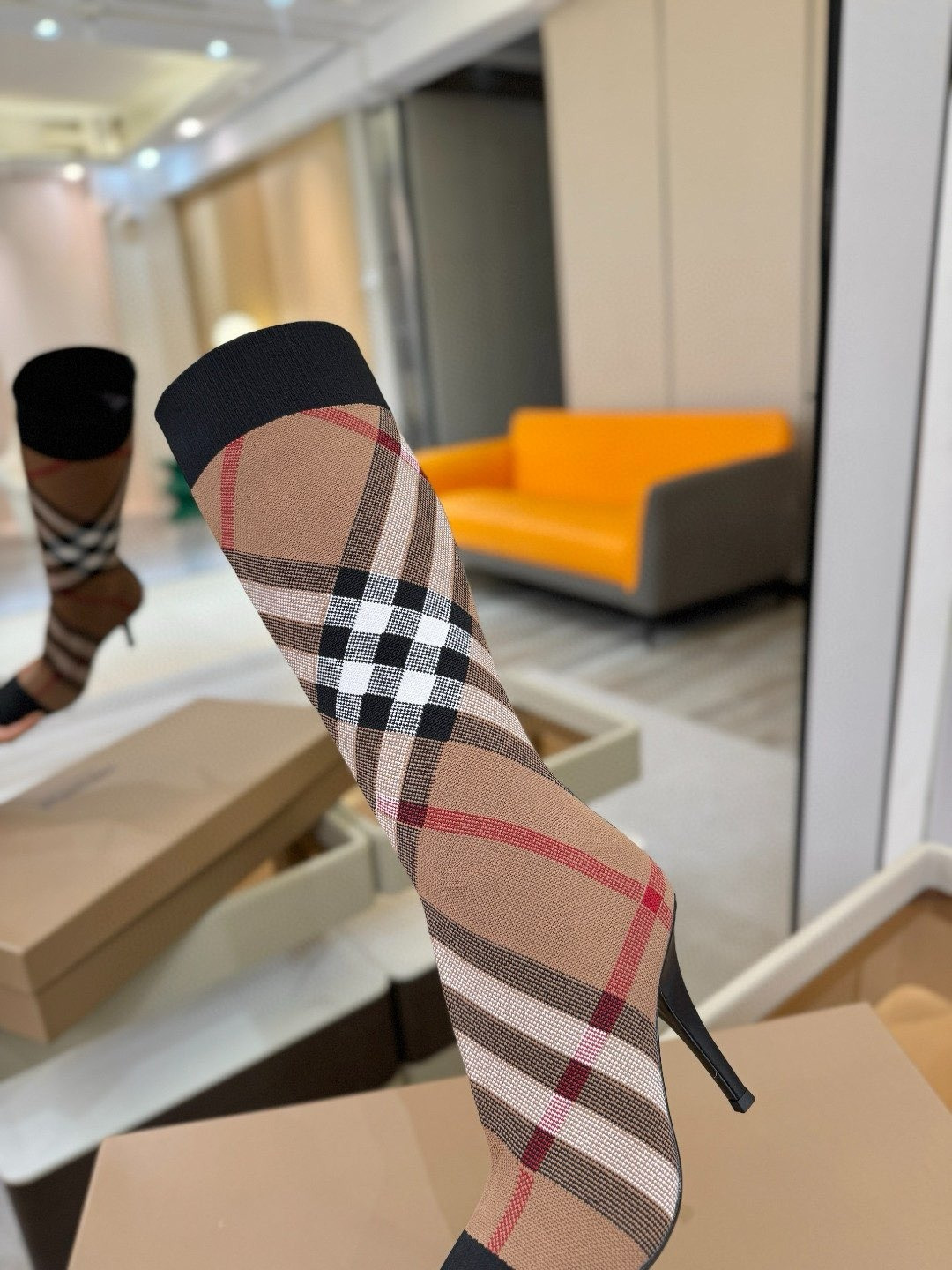 UA Burberry Check High Boots