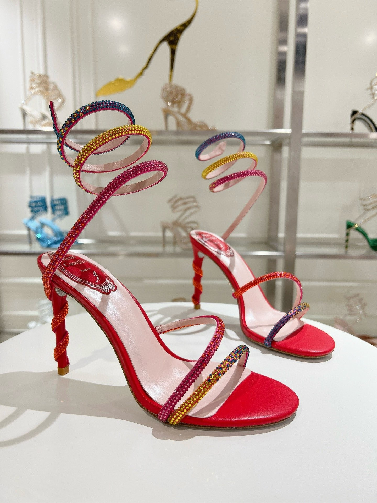 UA RENÉ CAOVILLA MARGOT JEWEL SANDALS SNAKE 95mm