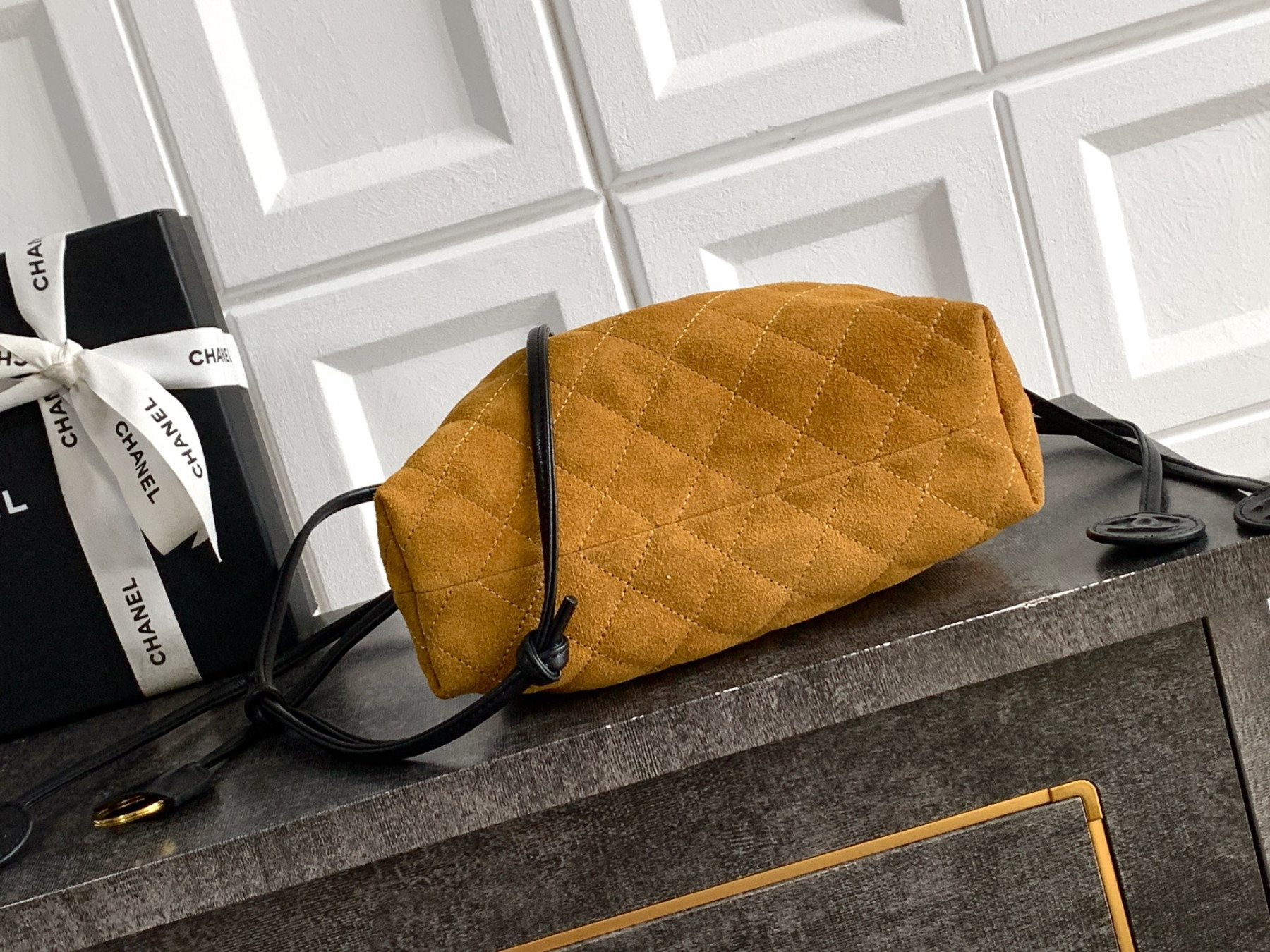 Ch**el clutch with leather strap ap5227 17x22x8cm