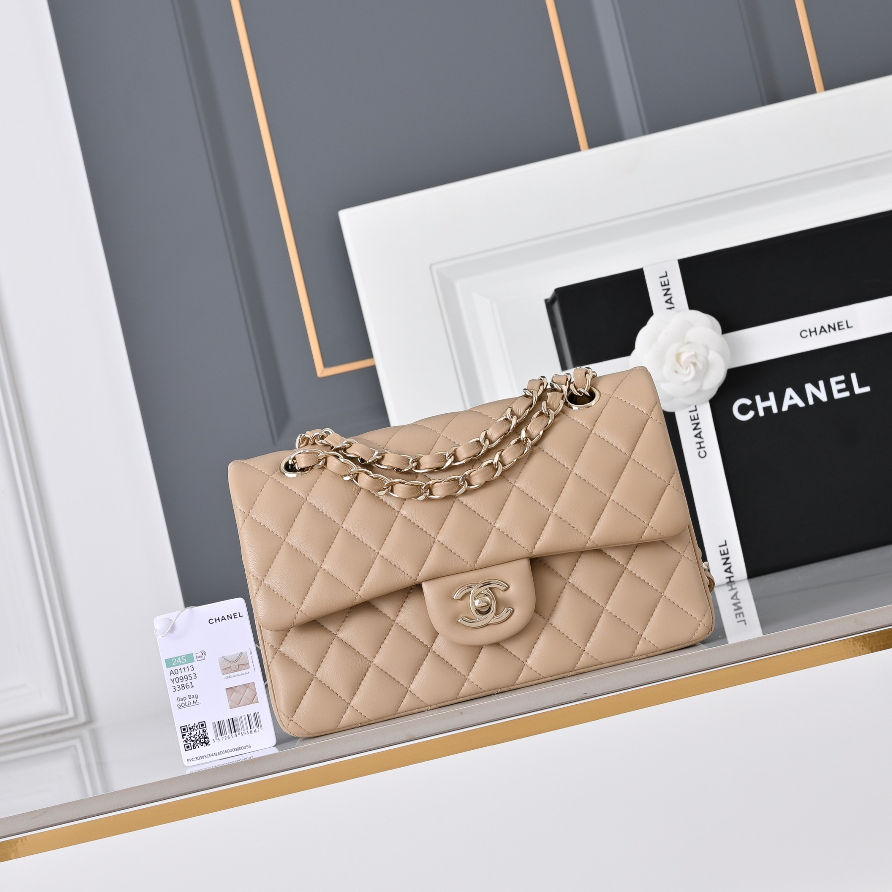 Ch**el classic flap handbag cf a01113 23x14.5x6cm