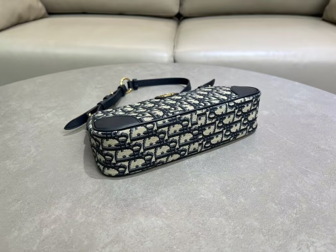 D10r 30 Montaigne Wanderlust Mini Bag Blue D10r Oblique Jacquard and Smooth Calfskin 26x12x7cm