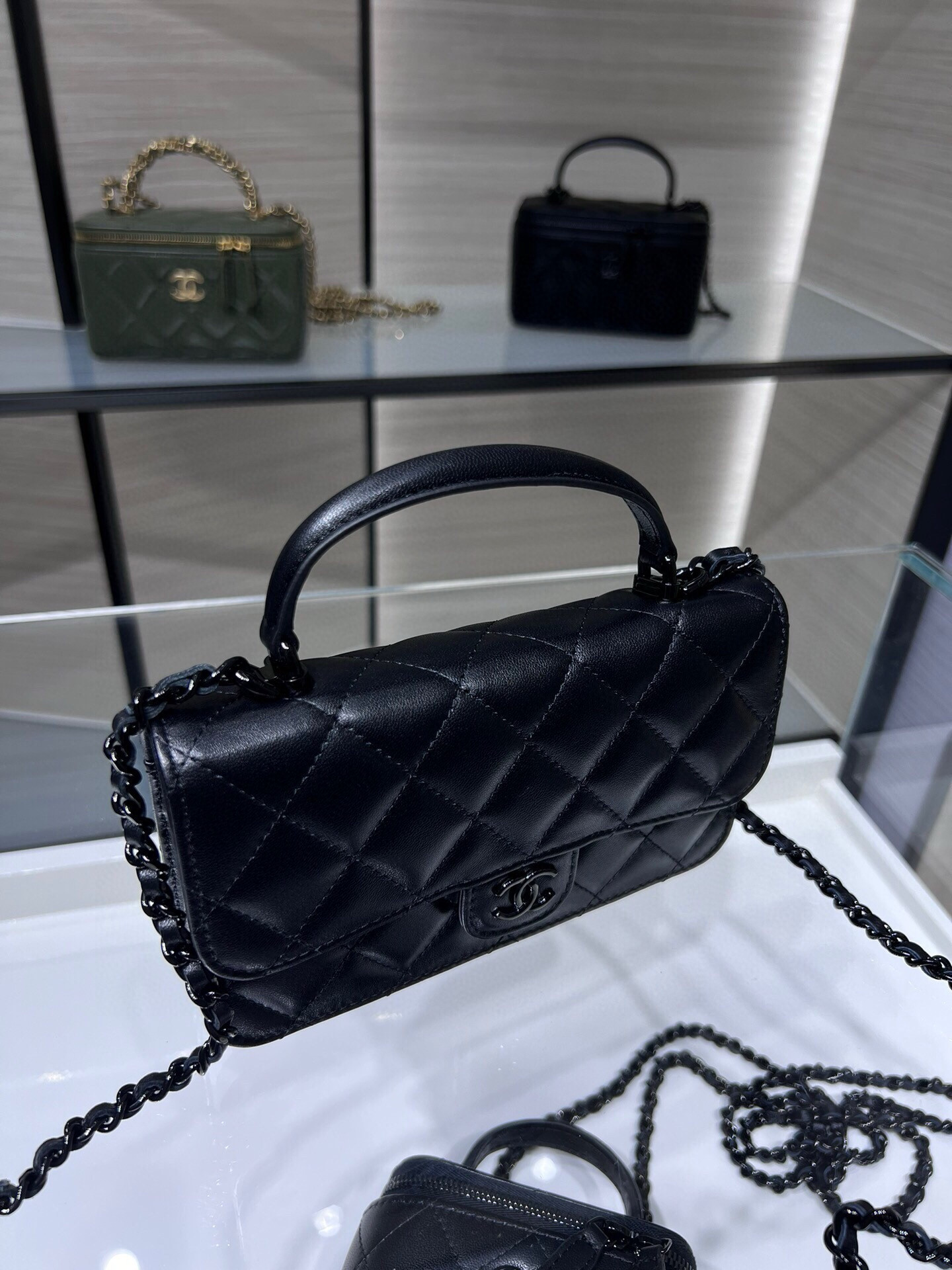 Ch**el classic handbag with top handle 17x9x3cm
