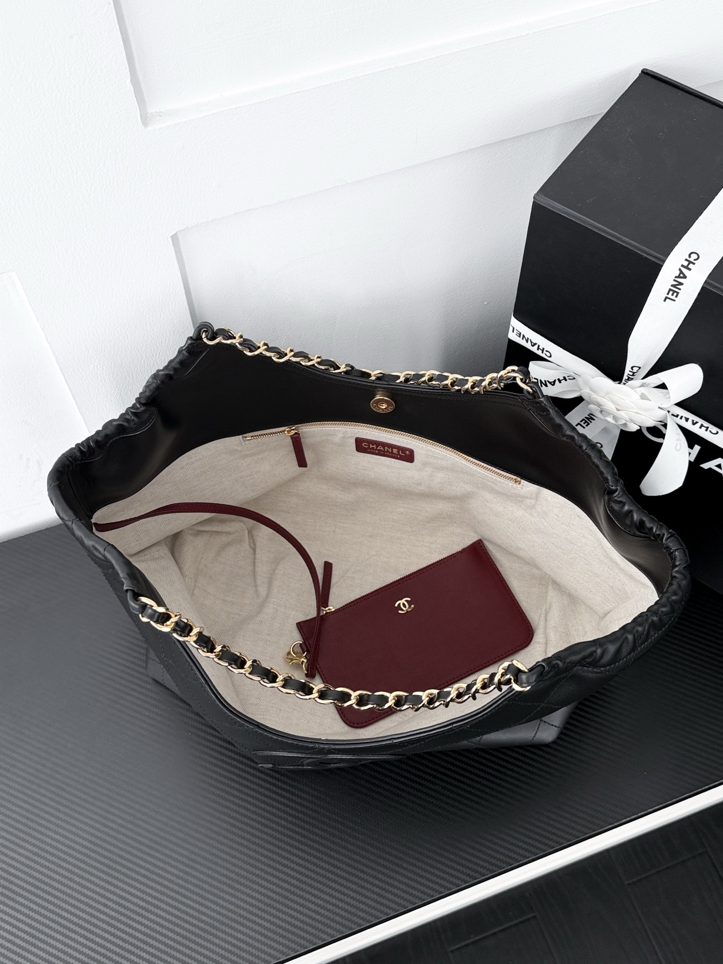 Ch**el Shopping Bag AS6475 BotT0m Length 32 cm, Center Height 22 cm, Side Height 28 cm, Opening Length 49 cm, BotT0m Width 14 cm