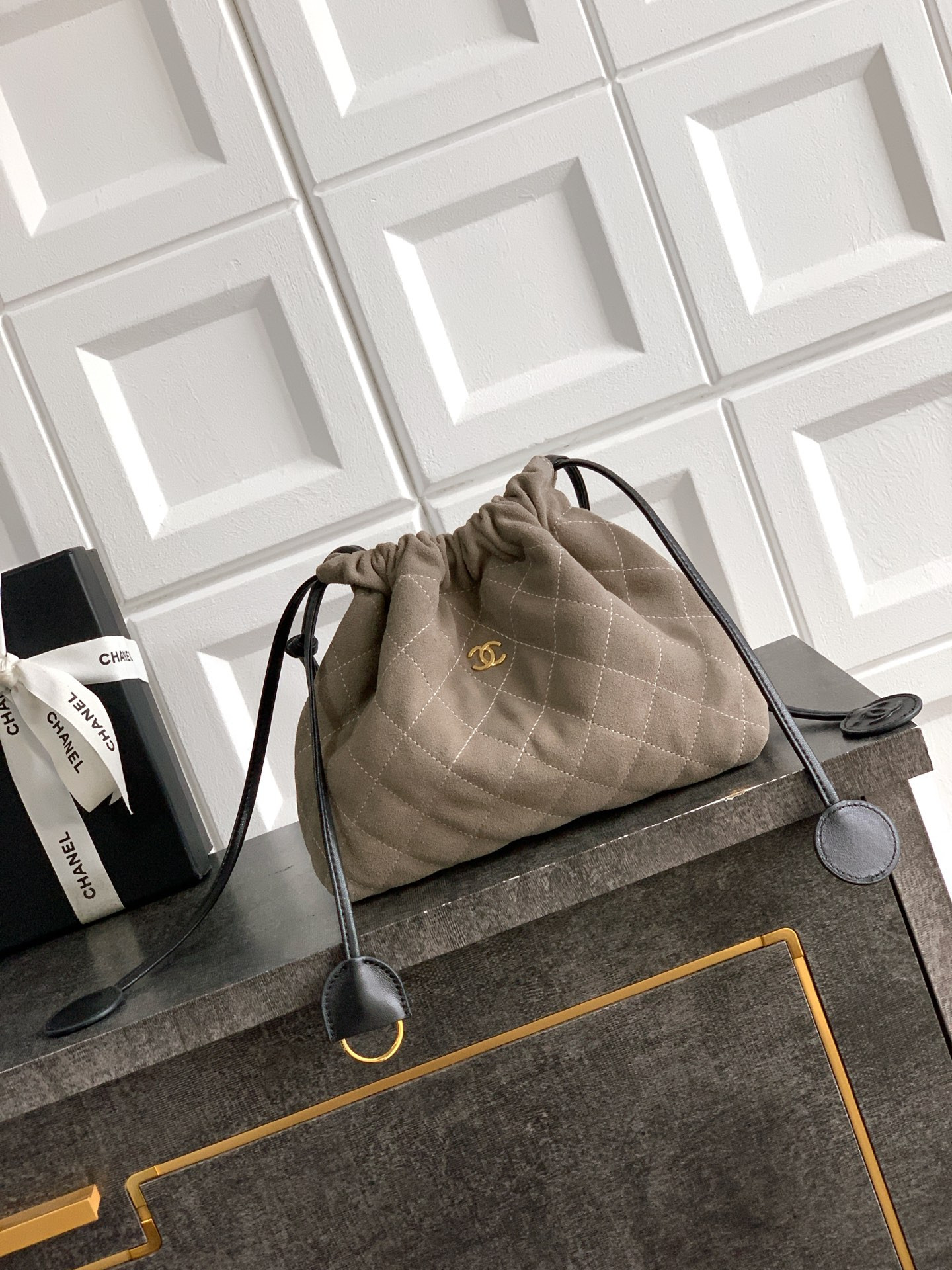 Ch**el clutch with leather strap ap5227 17x22x8cm
