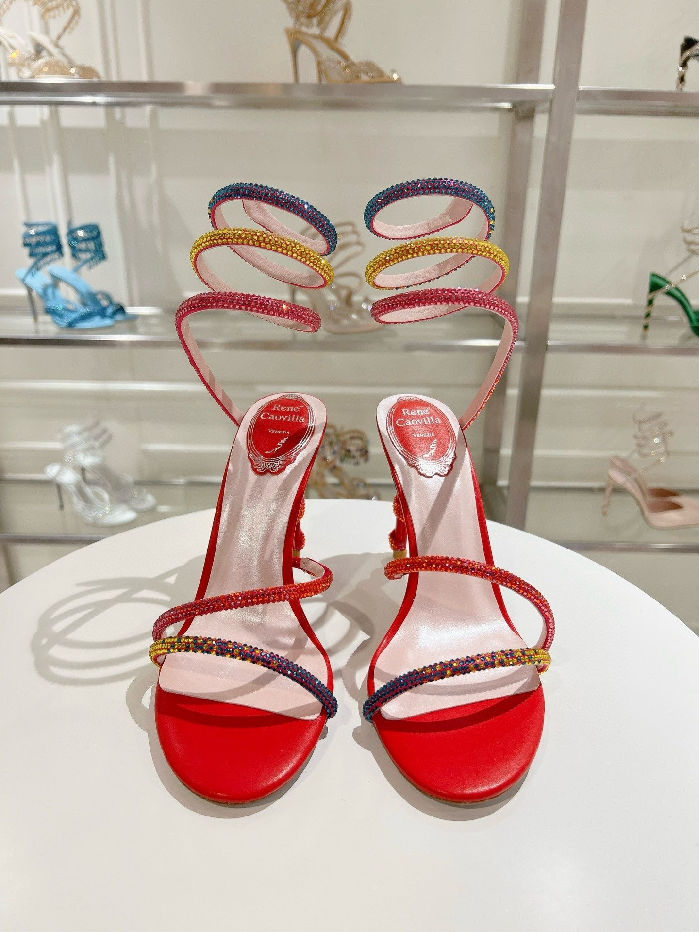 UA RENÉ CAOVILLA MARGOT JEWEL SANDALS SNAKE 95mm