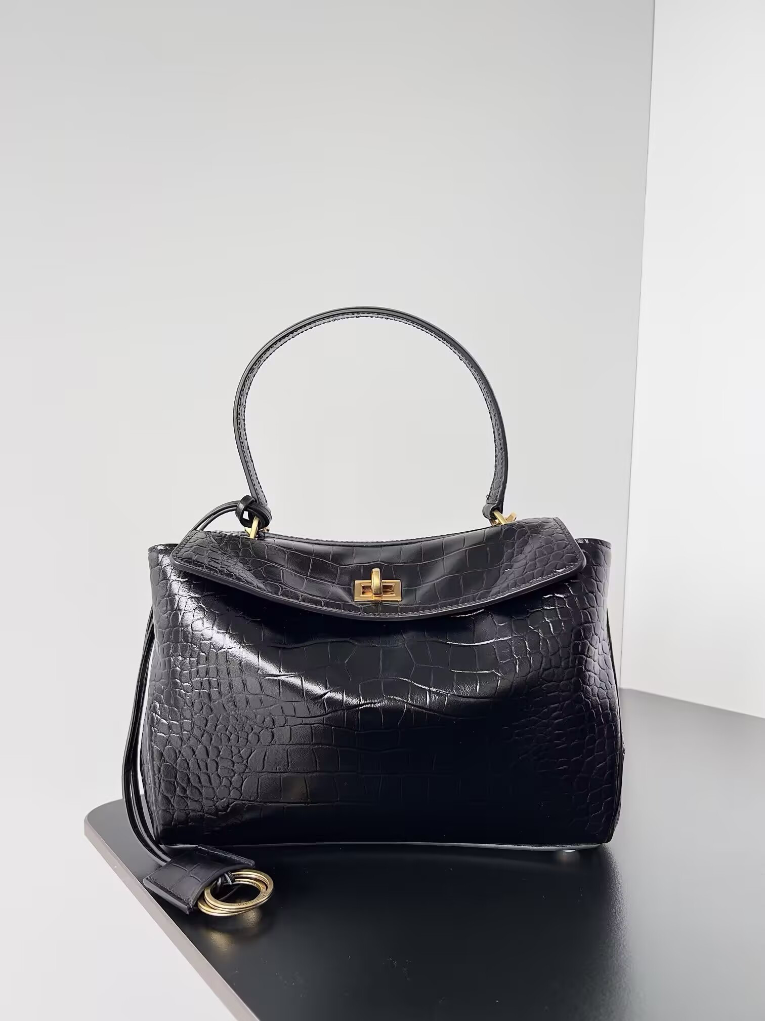 Ba1en*iaga Rodeo Small Croc-Embossed Top-Handle Bag 28.9x20x9.9cm