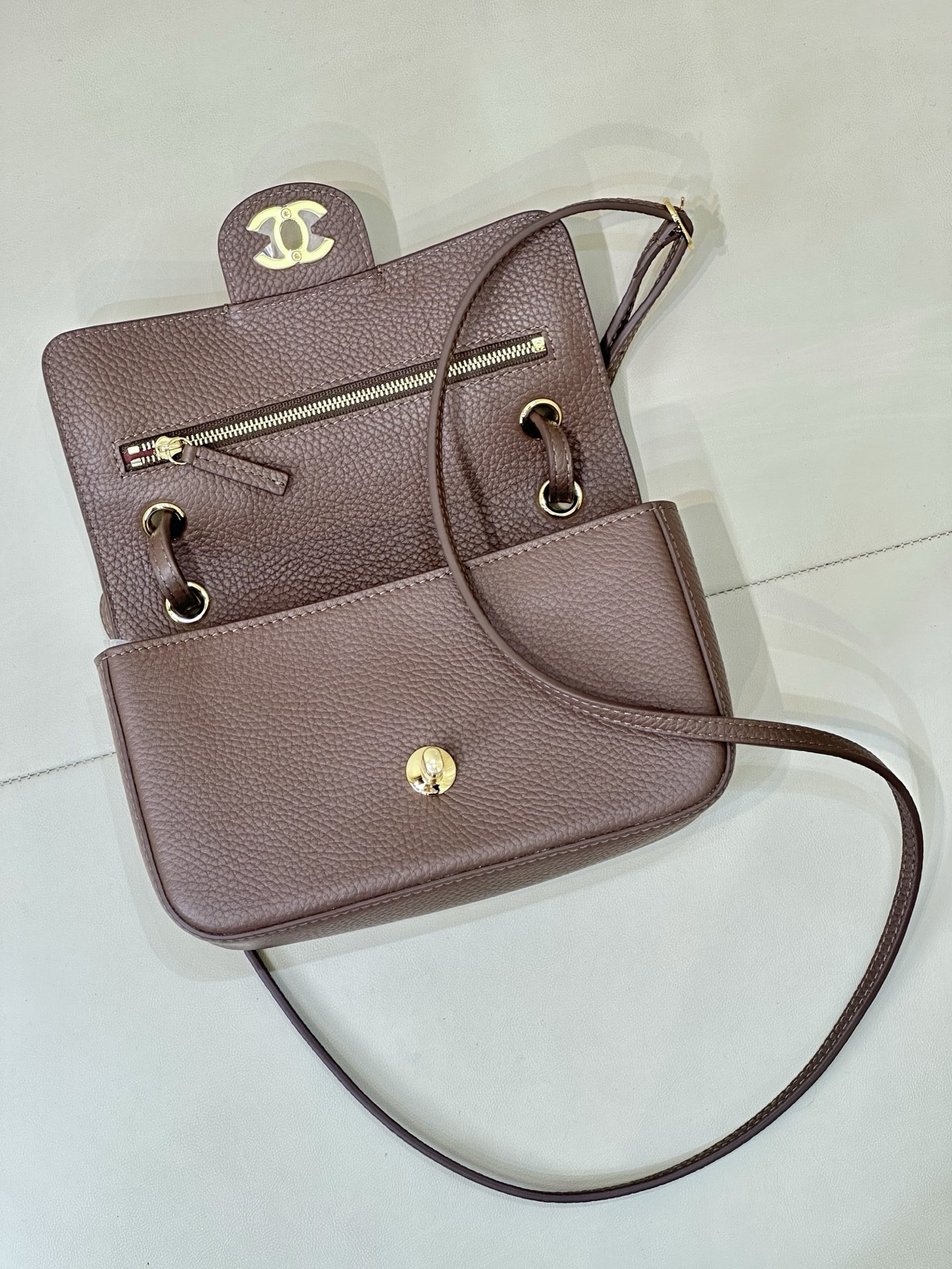 Ch**el Mini Flap Bag Light Gold Hardware AS6573 13x20x6cm