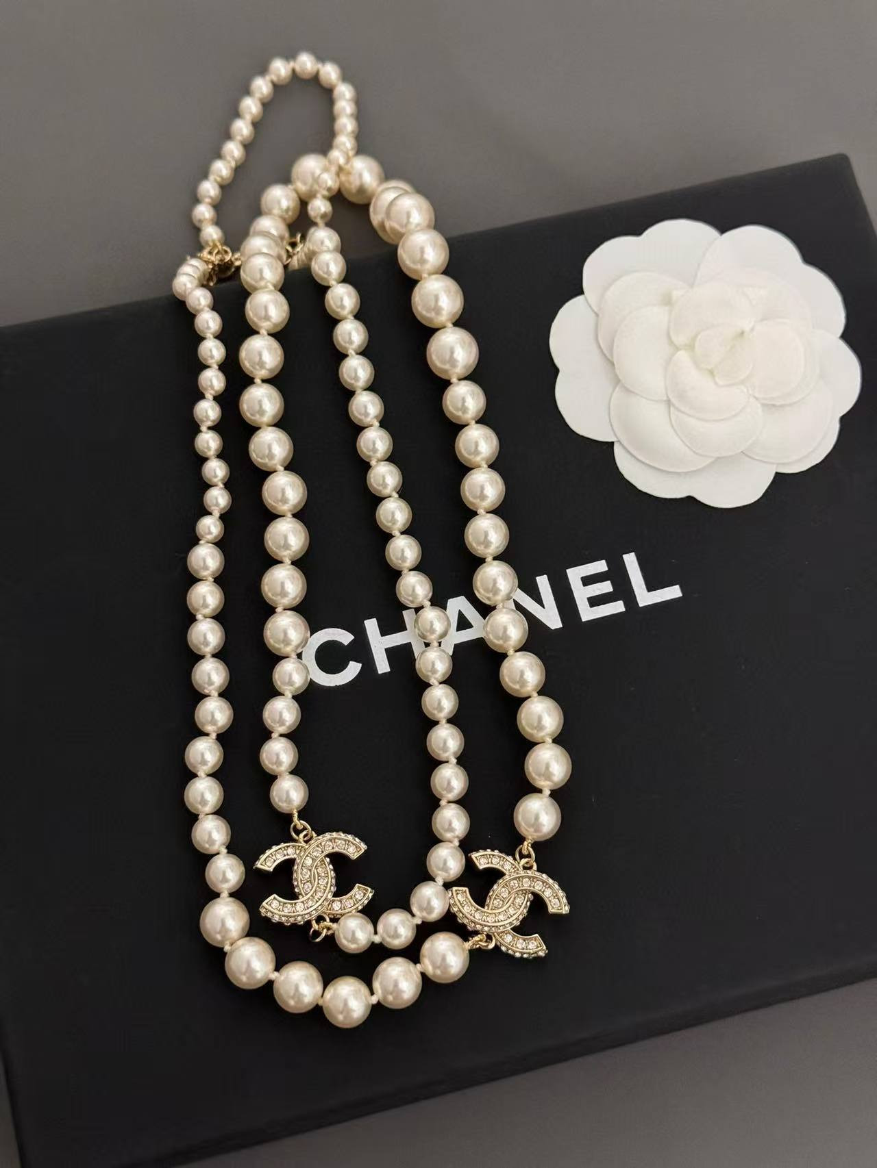 Ch**el Long Pearl Necklace