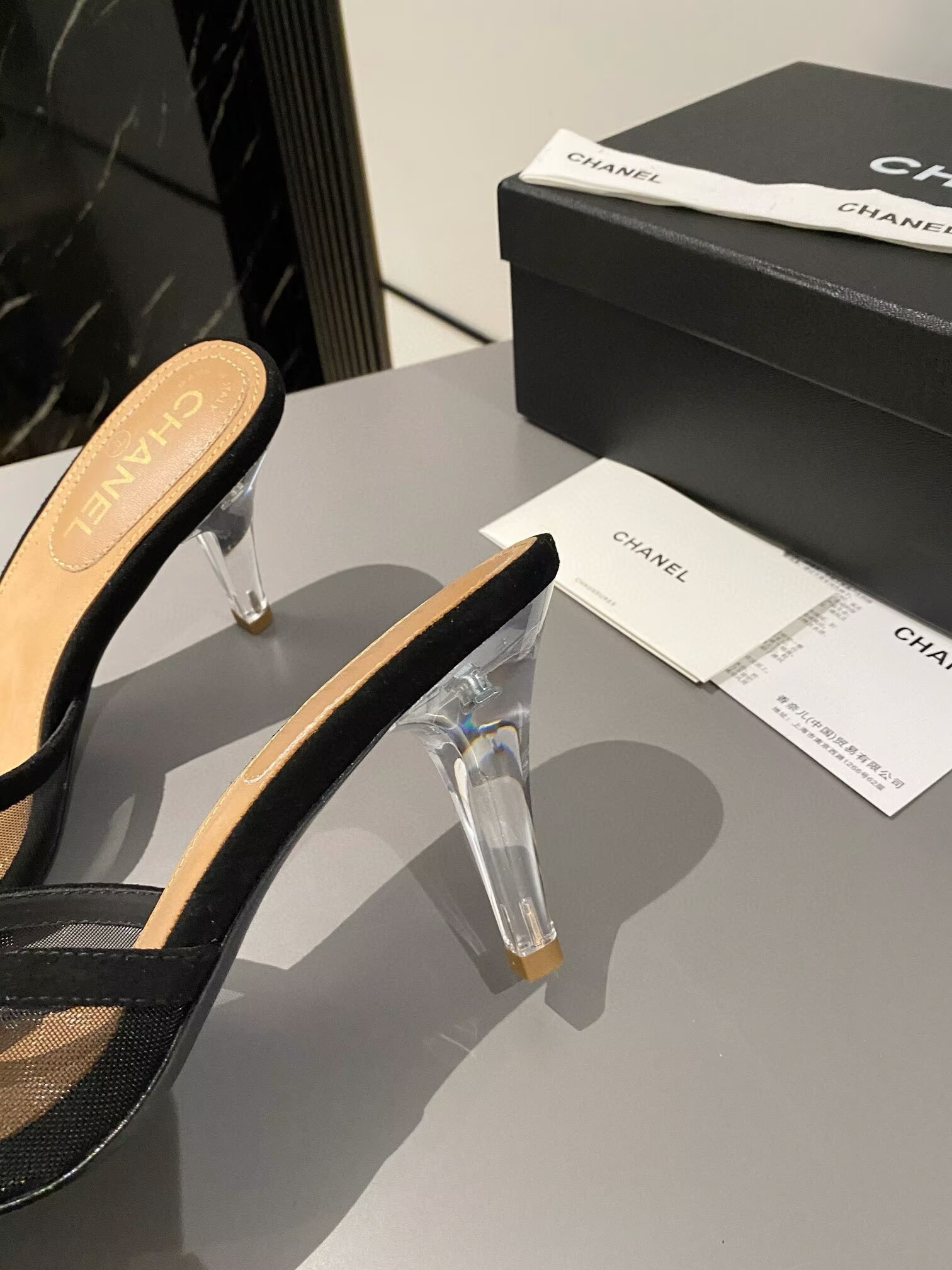 UA Chanel Tulle Open-toe Sandals