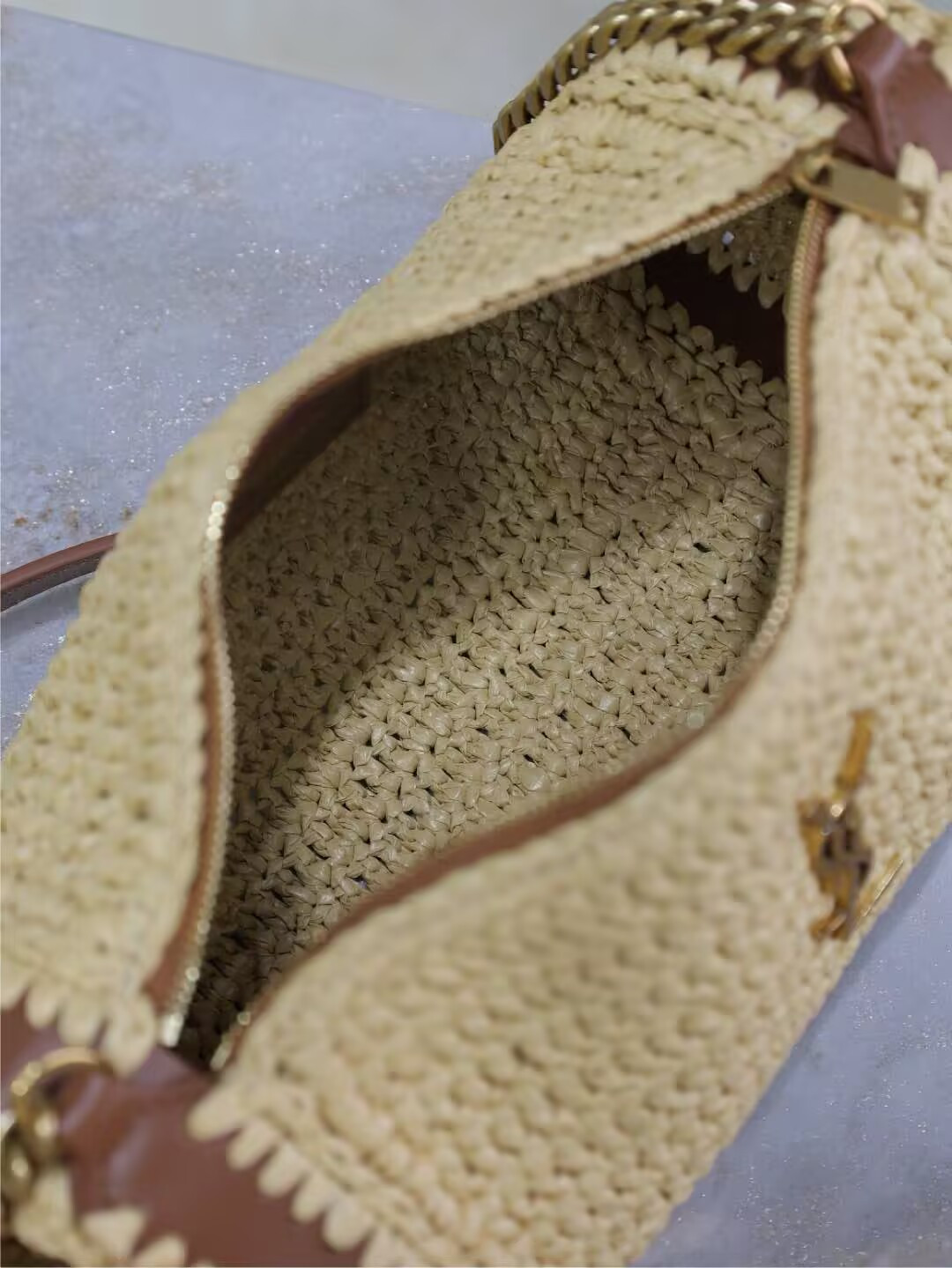 Y51 cassandre small cylindrical woven bag 30x12x10cm