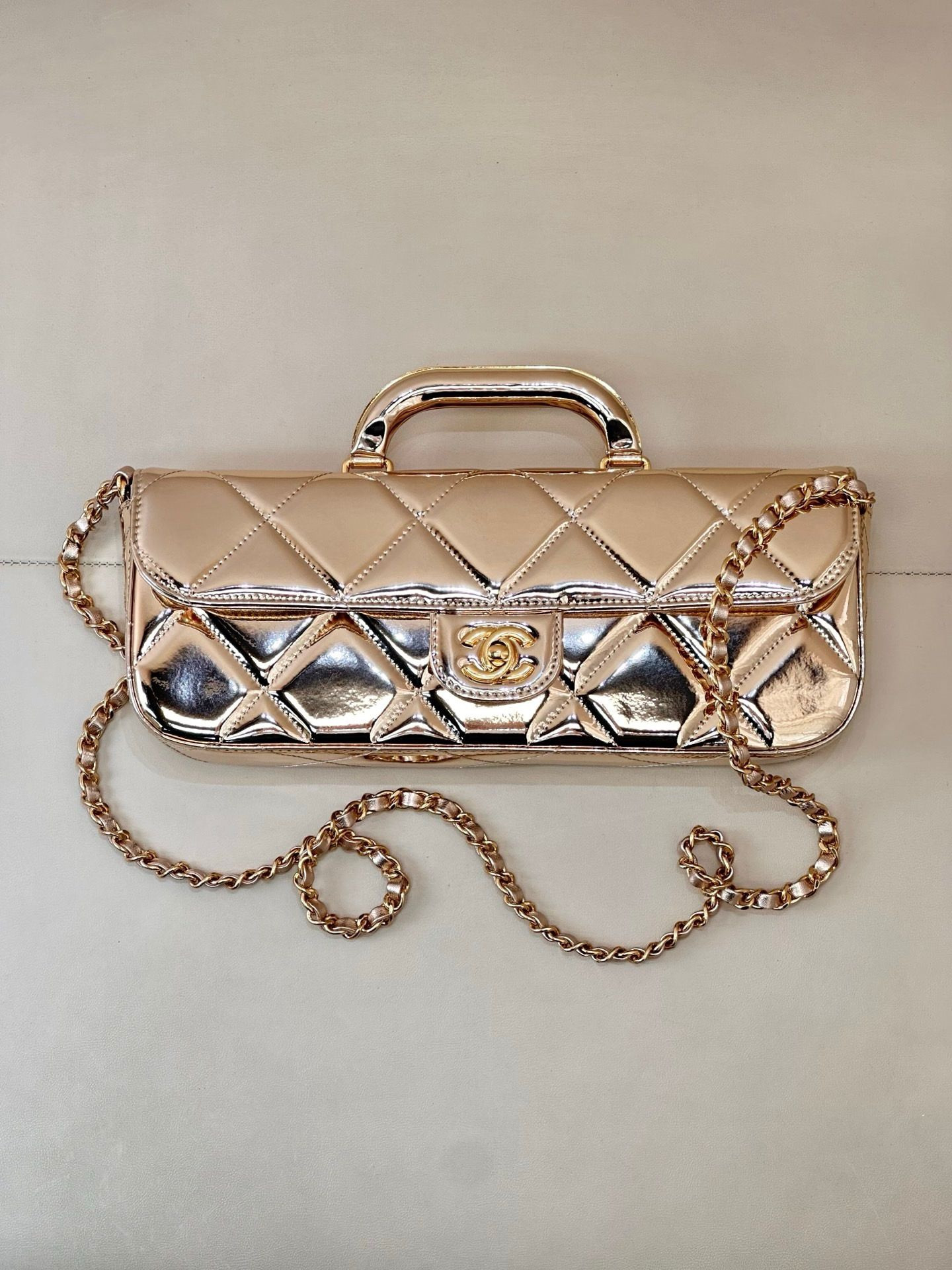 Ch**el Large Flap Bag with Top Handle 12.5x30x5cm