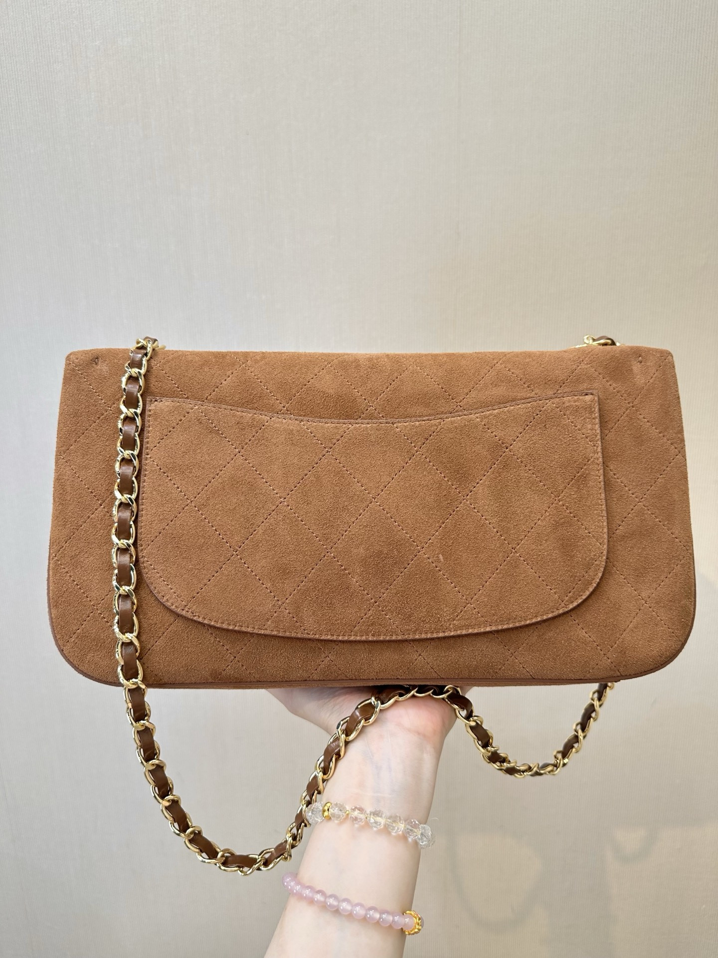 Ch**el Maxi Flap Handbag Brown AS6281 19.5x32x10cm
