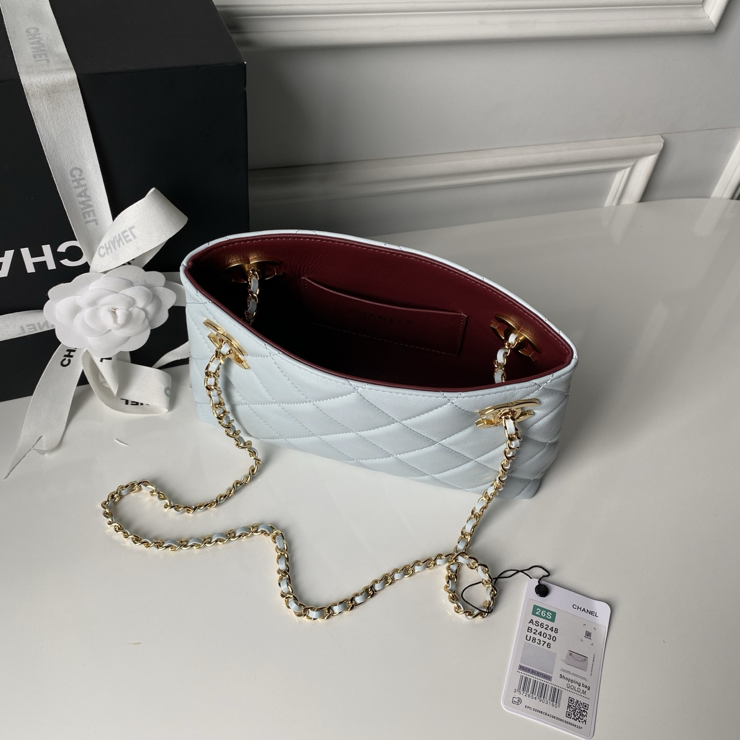 Ch**el chain shopping tote bag as6248 24.5x16x7.5cm
