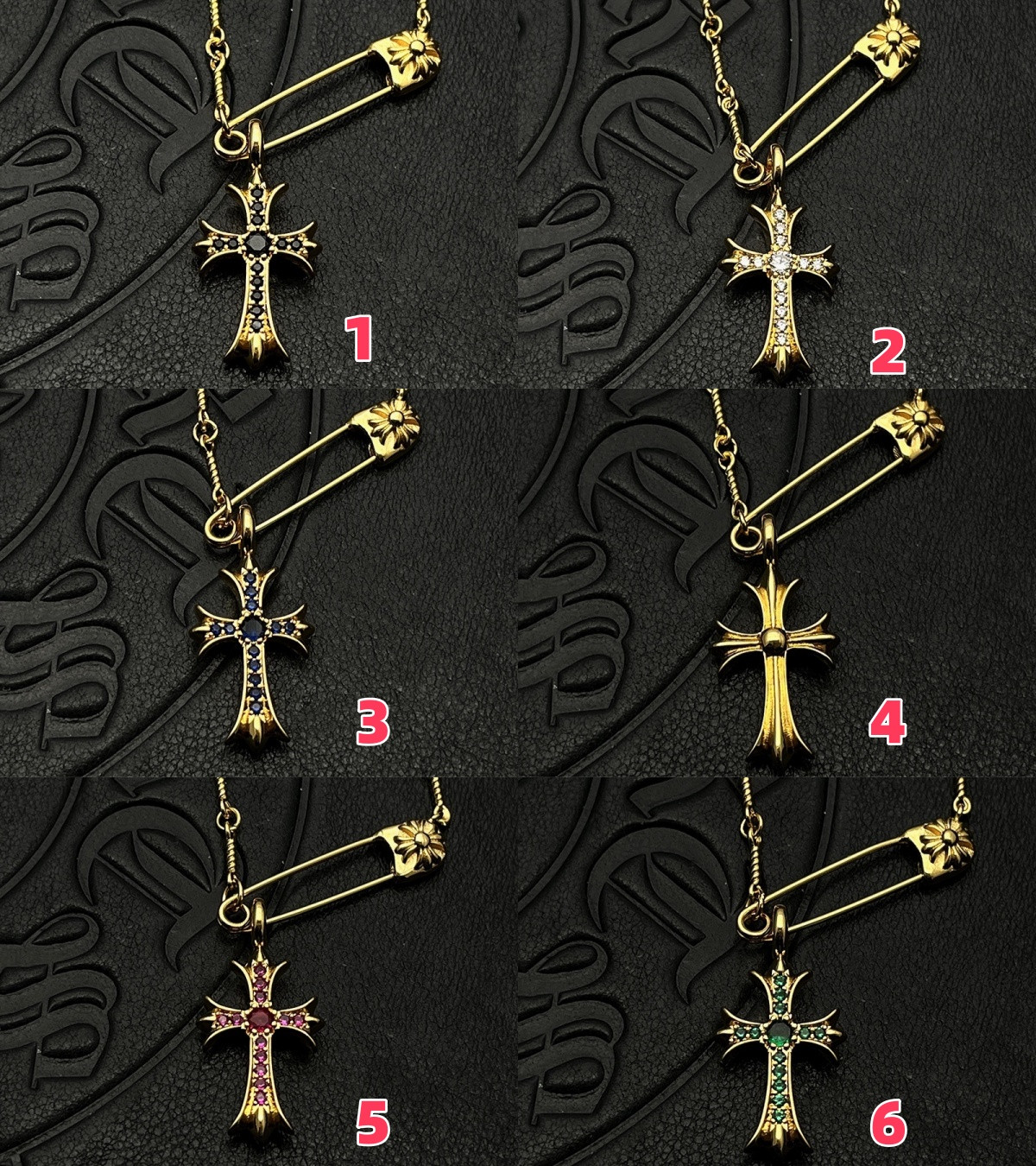 Ch*0me He**ts Twisted Cross Pin Necklace (Chain length 45+5cm)