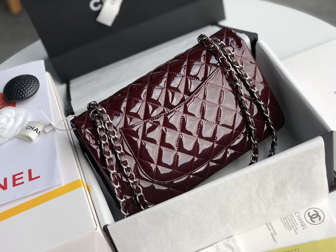 Ch**el  Classic Flap Bag Burgundy 25cm