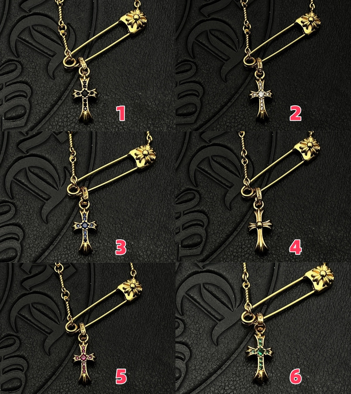 Ch*0me He**ts Twisted Cross Pin Necklace (Chain length 45+5cm)