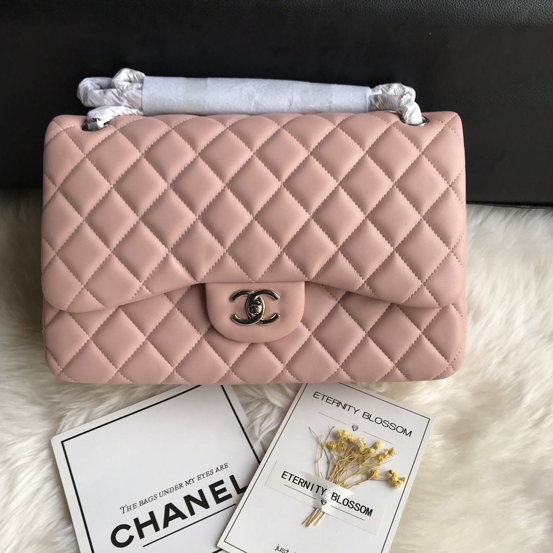 Ch**el CLASSIC FLAP JUMBO 30CM CF PINK SILVER 7.6 × 11.7 × 3.9 in