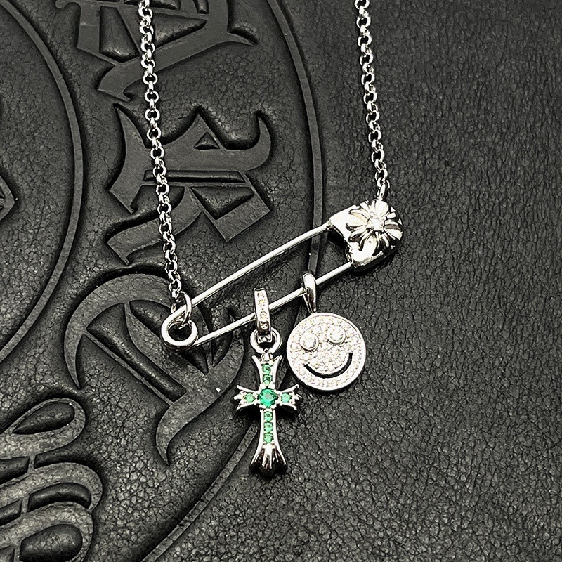 hearts smiley Fa*e small cross necklace (chain length 45+5cm)