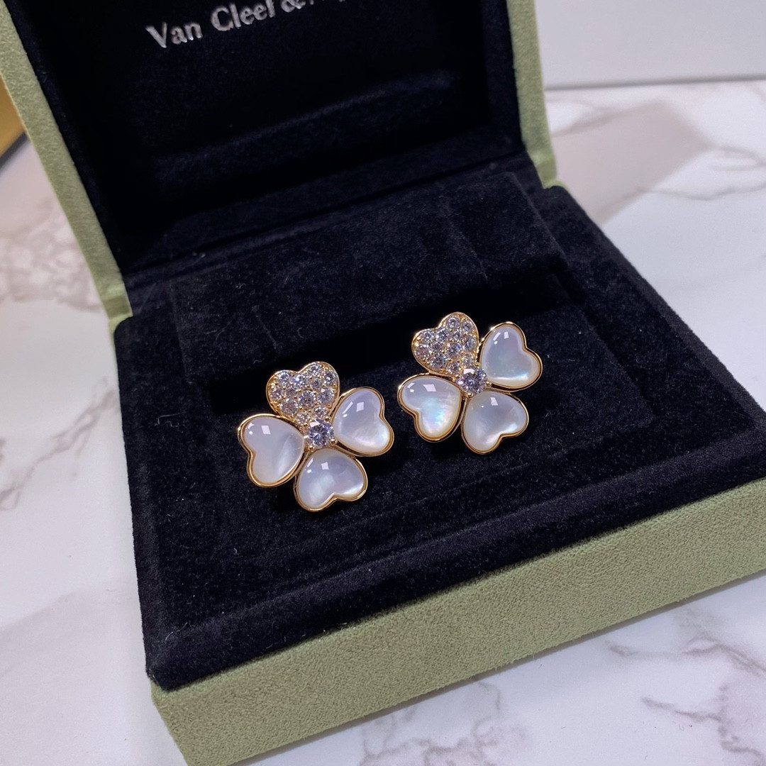 V*n Cl**f & Arpels four-leaf clover earrings