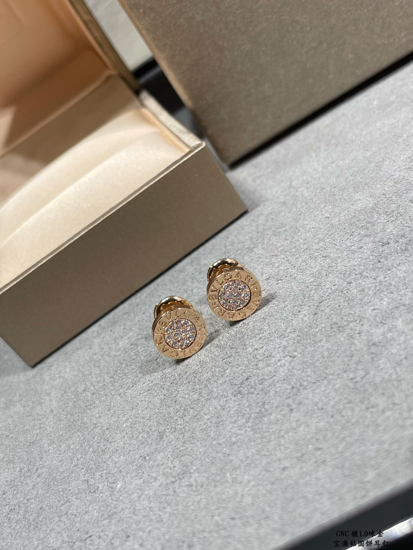Bv1g*ai D1am0nd round cake Earrings