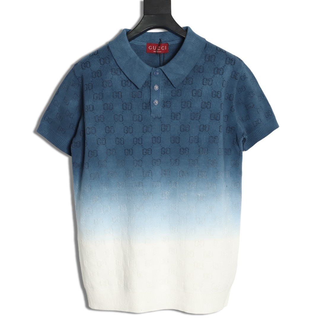 Gvc*1 knitting short-sleeved polo shirt