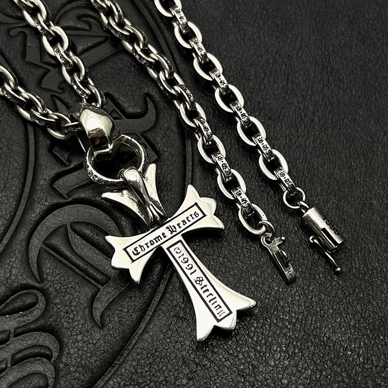 Ch*0me He**ts Cross Necklace