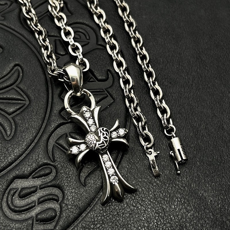 Ch*0me He**ts Cross Necklace