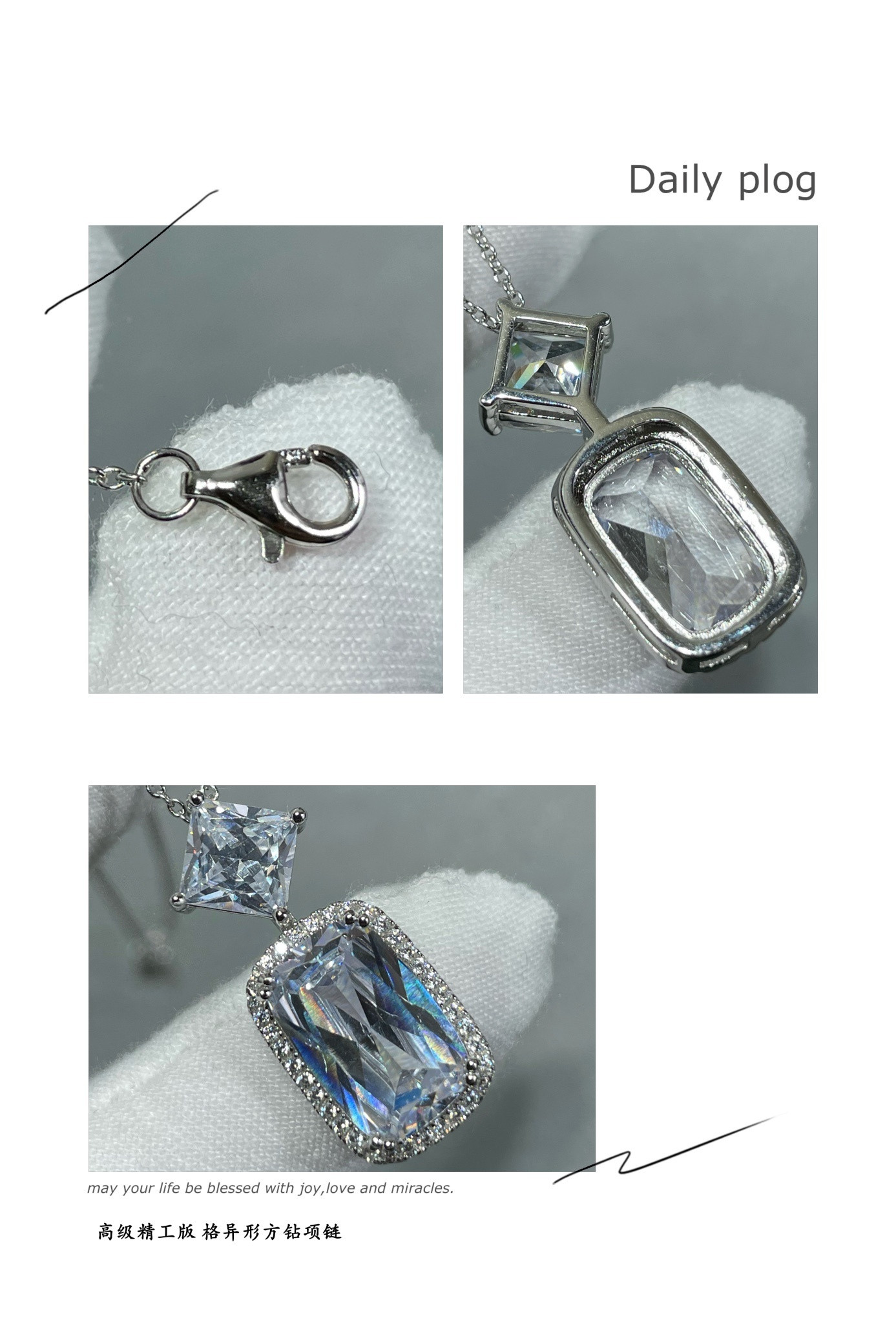 Graff Square D1am0nd Necklace Ag925