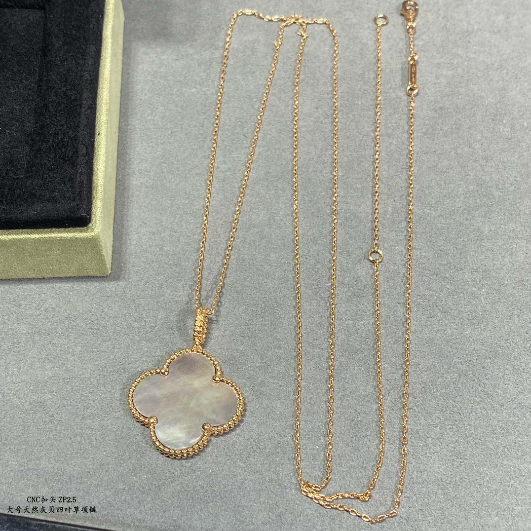 V*n Cl**f & Arpels Large Four Leaf Clover Necklace Diameter approx 2.5cm,Chain length approx 80cm