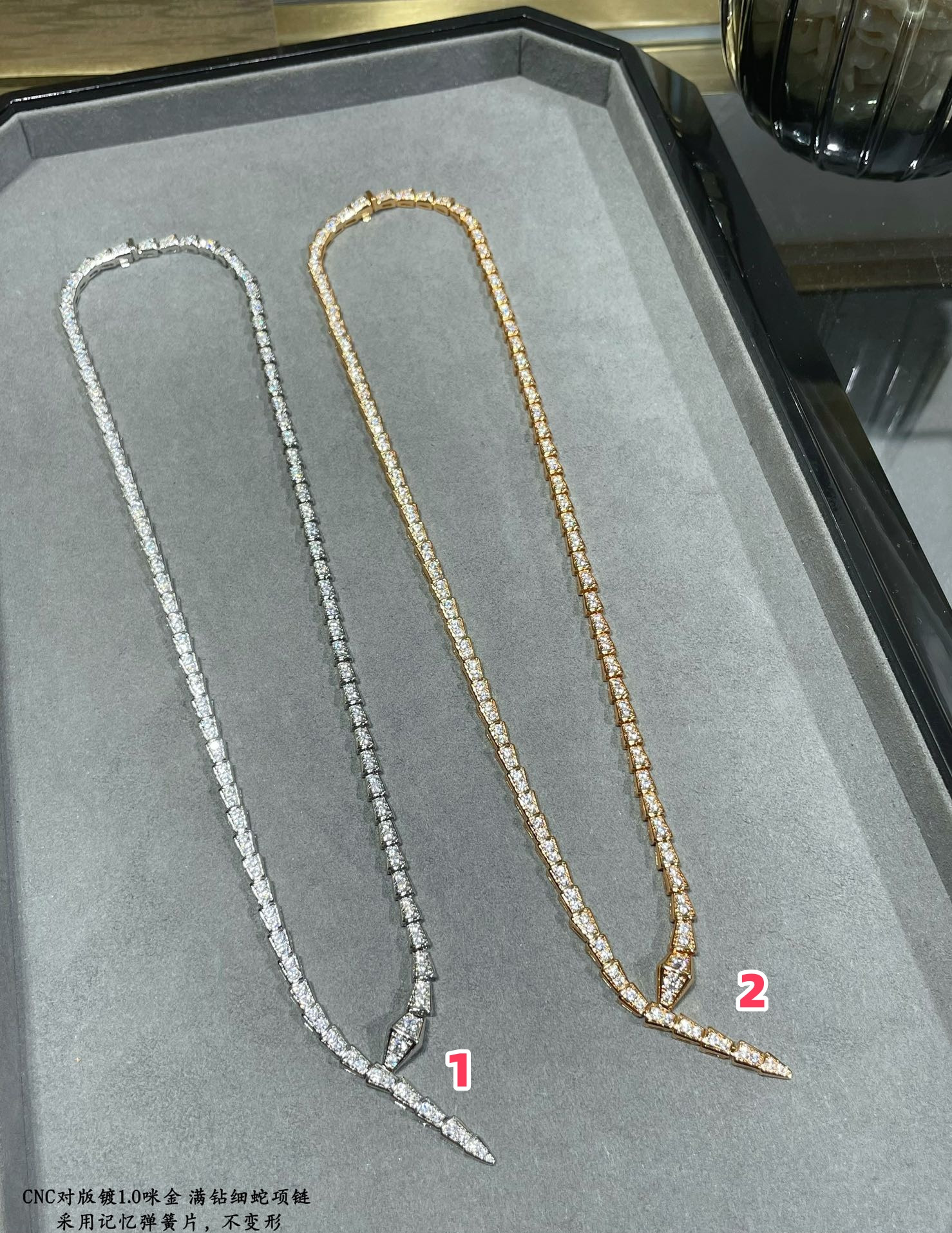 Bv1g*ai Full of D1am0nd snake Necklace