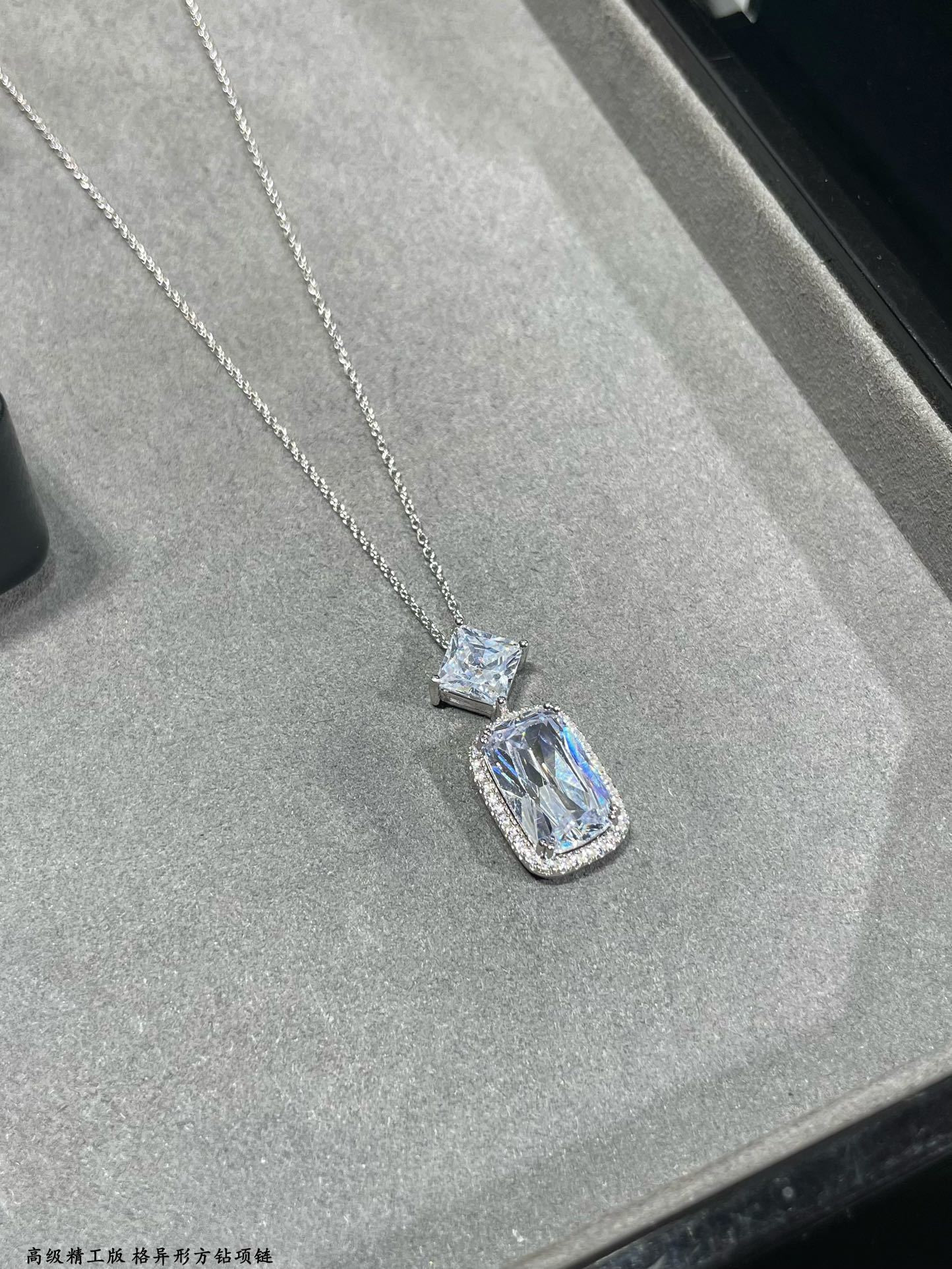 Graff Square D1am0nd Necklace Ag925