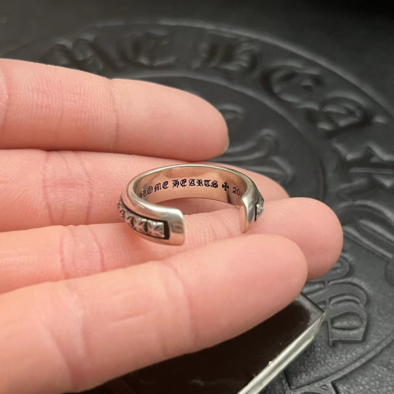 Ch*0me He**ts Cross Open Ring