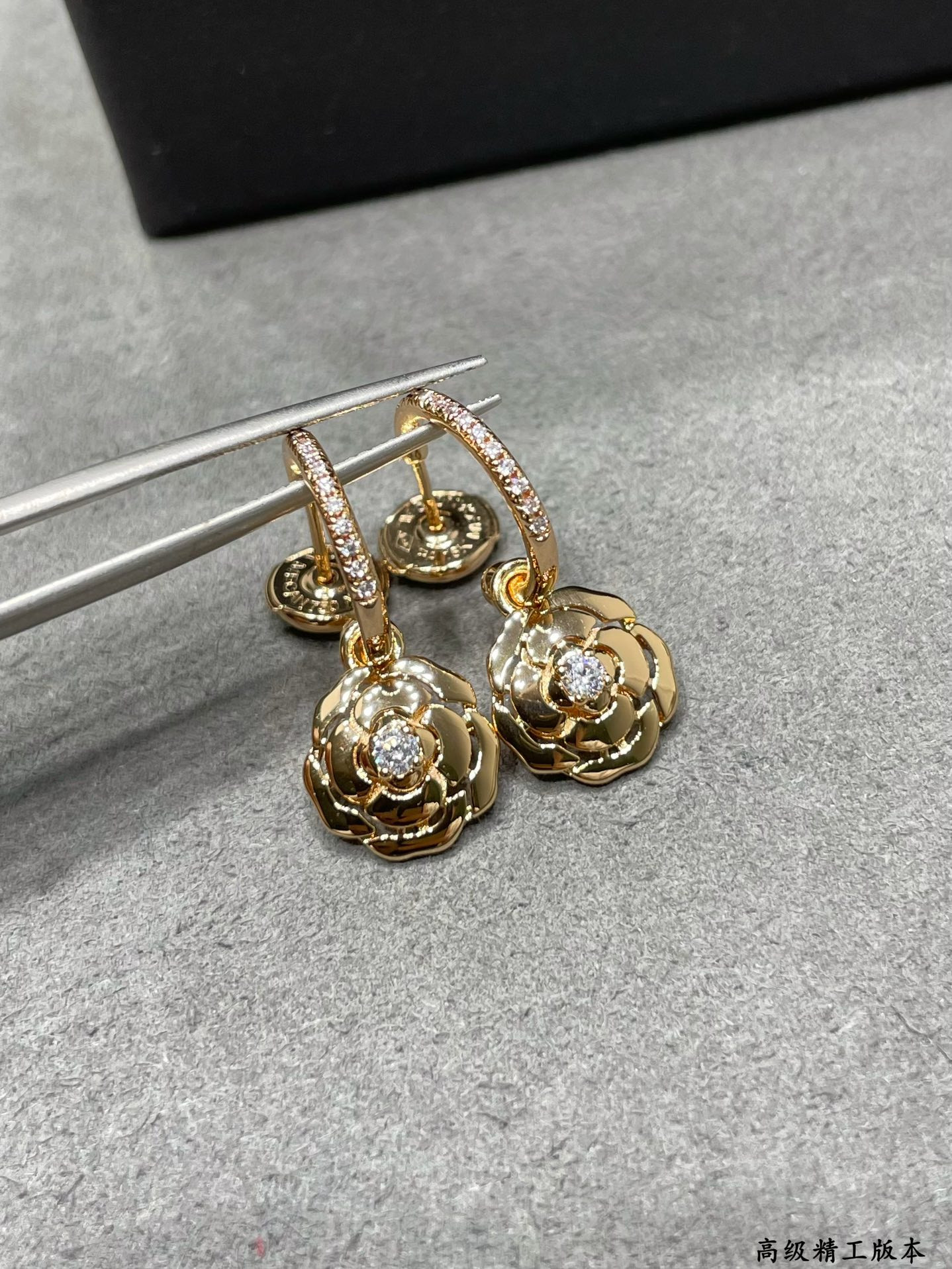 Ch**el Gold Camellia Earrings