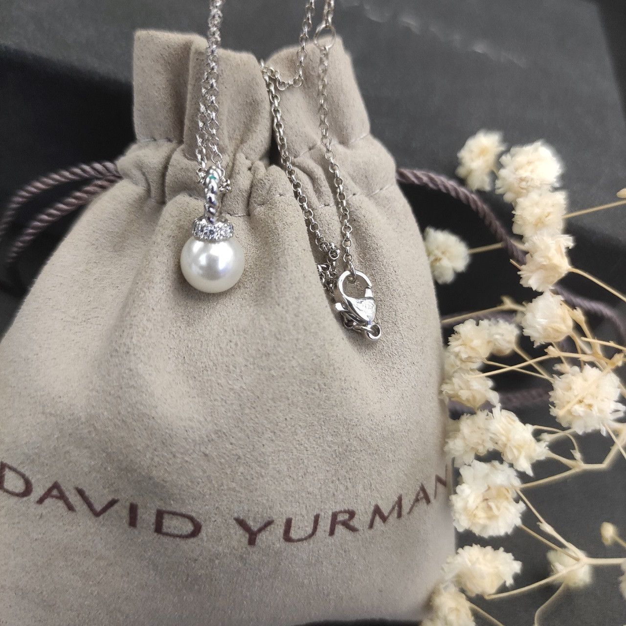 David Yurman 8mm Peal Necklace(Chain length 42+3+3cm delay chain)