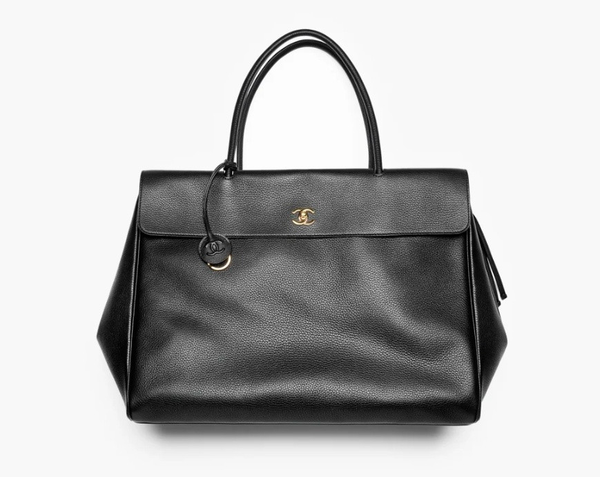 Ch**el large shopping bag grained calfskin & gold-tone metal as6289 33x43x17.5cm