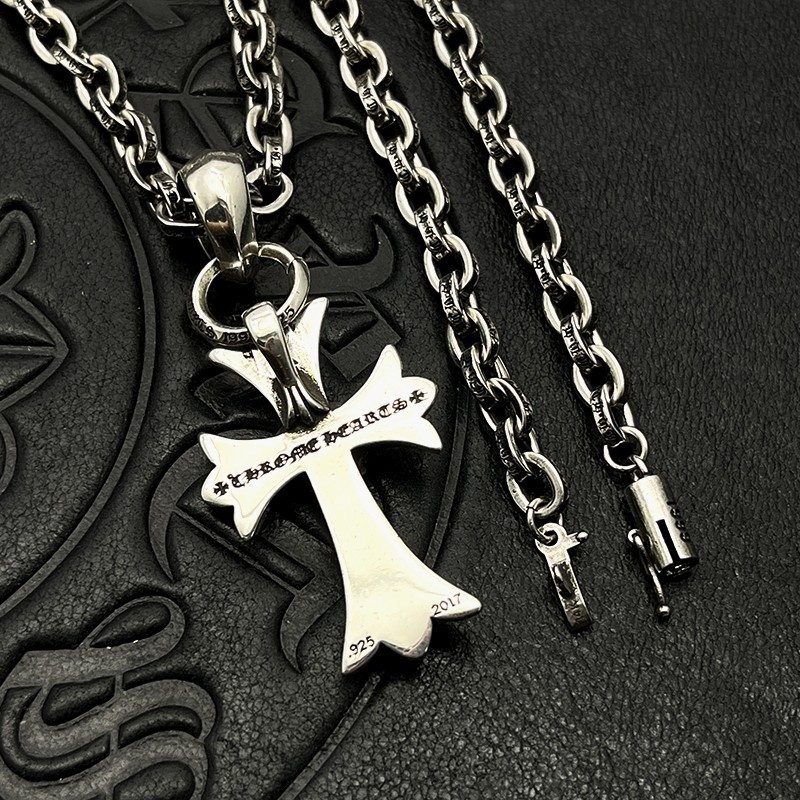 Ch*0me He**ts Cross Necklace