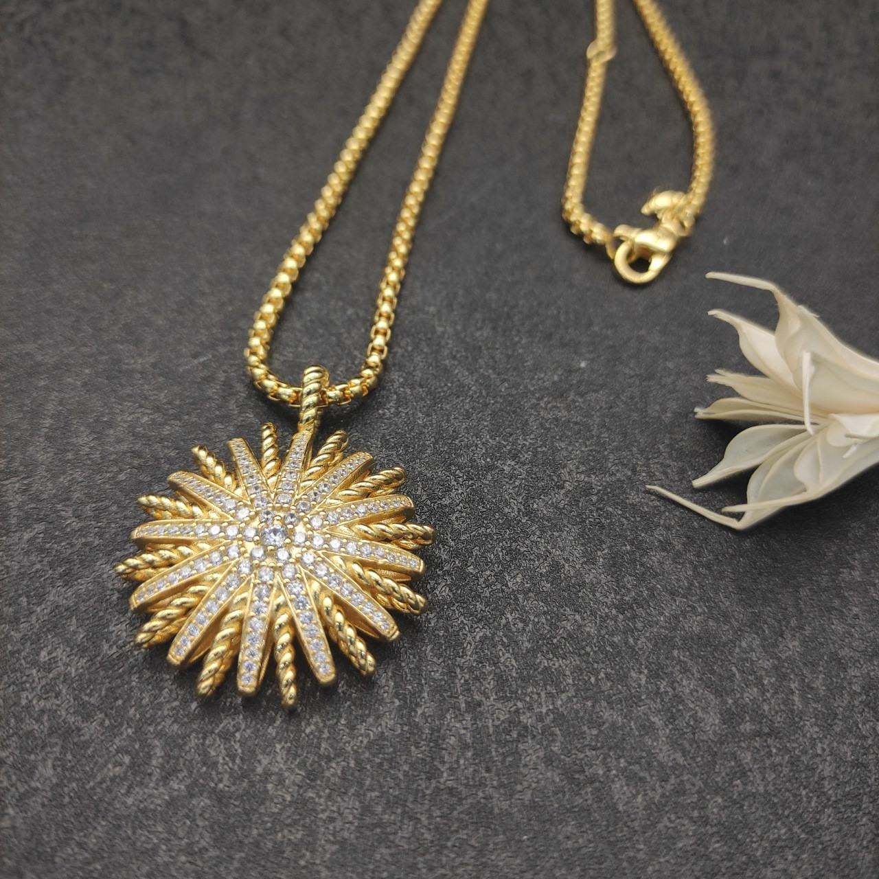 David Yurman sunflower full of D1am0nds Necklace(Chain length 50+5cm delay chain Chain thickness 3mm)