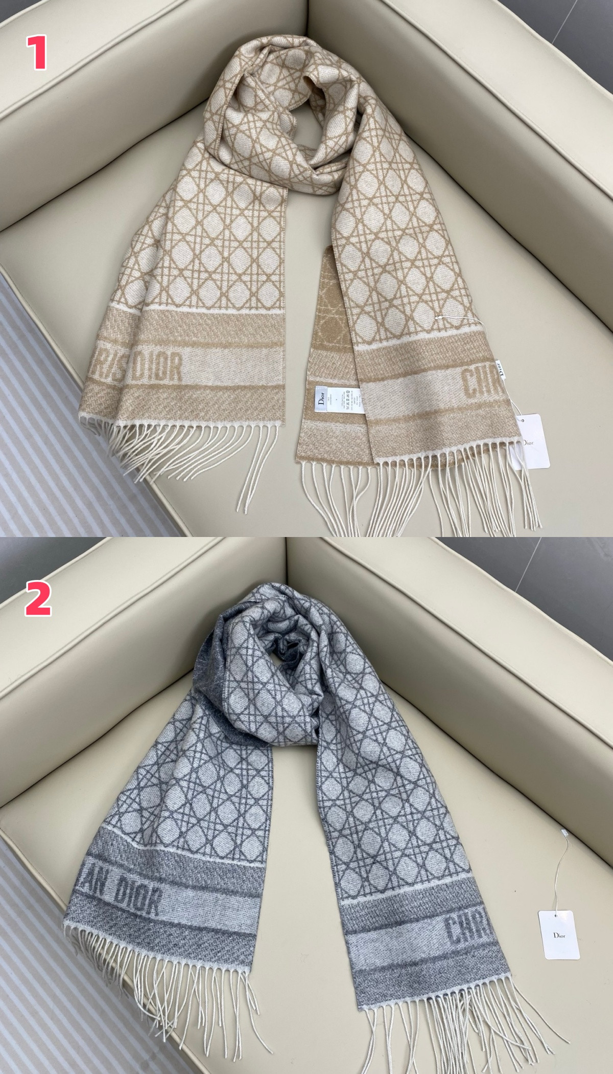 D10r cannage scarf 220x45cm 67% cashmere 43% virgin wool