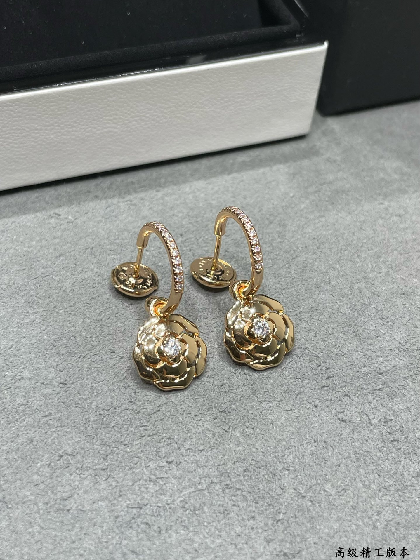 Ch**el Gold Camellia Earrings