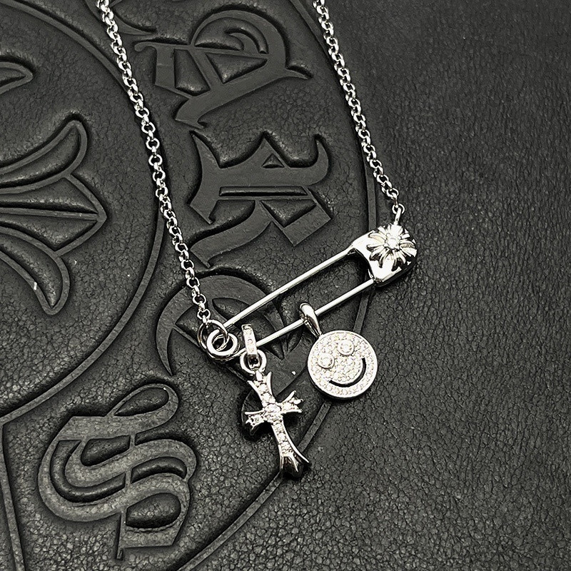 hearts smiley Fa*e small cross necklace (chain length 45+5cm)