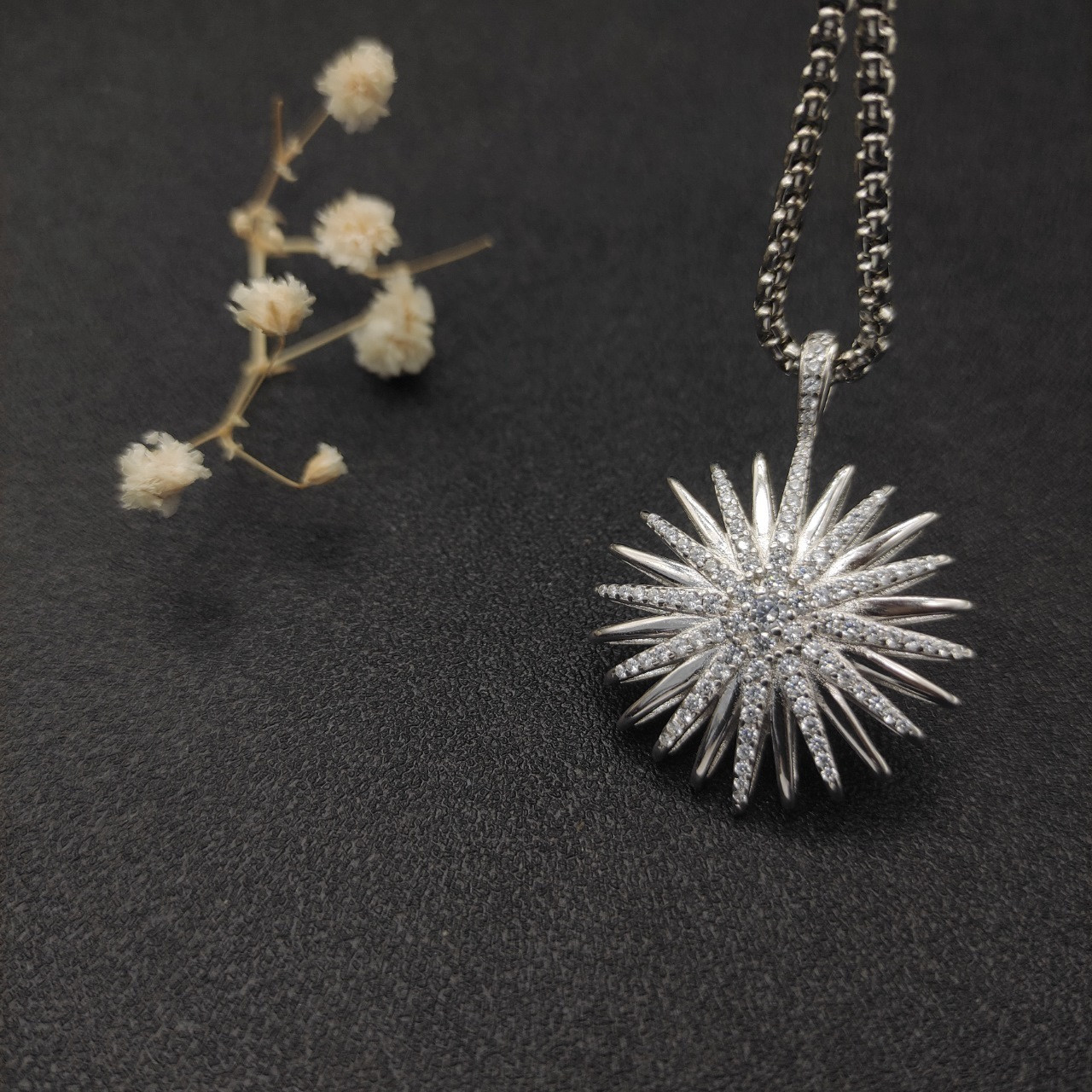 David Yurman sunflower full of D1am0nds Necklace(Chain length 50+5cm delay chain Chain thickness 3mm)