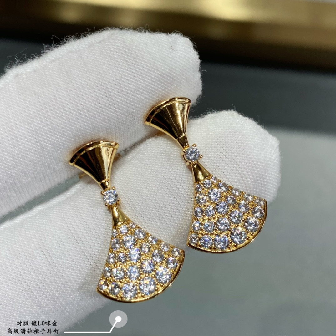 Bv1g*ai D1am0nd fan-shaped skirt Earrings